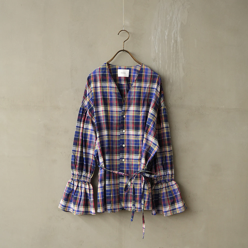 BALOON SLEEVE CHECK CARDIGAN BLOUSE – MANON ONLINESTORE