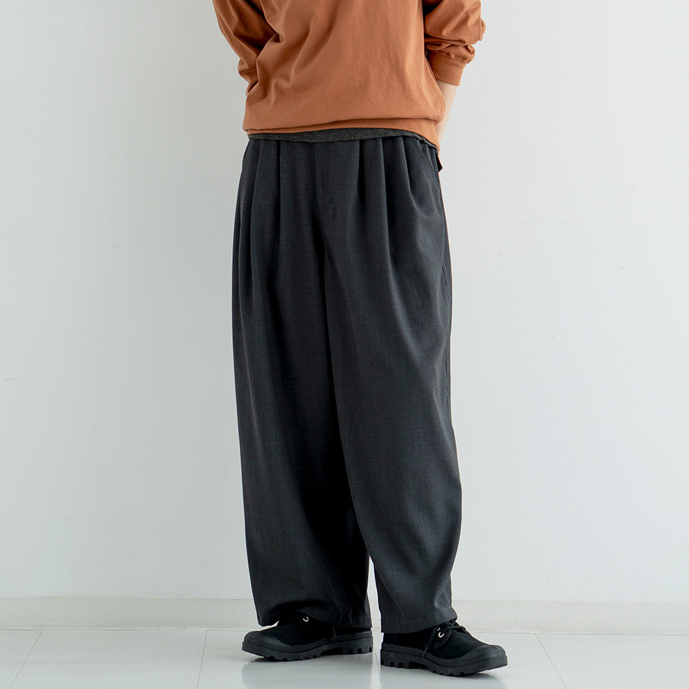 WOOL MIX THREE TUCK WIDE PANTS – MANON ONLINESTORE