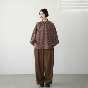 WOOL MIX THREE TUCK WIDE PANTS