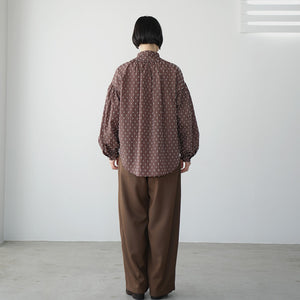 WOOL MIX THREE TUCK WIDE PANTS