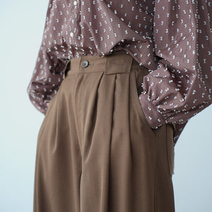 WOOL MIX THREE TUCK WIDE PANTS