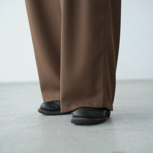WOOL MIX THREE TUCK WIDE PANTS