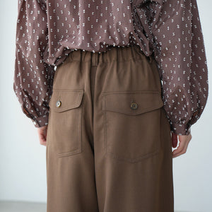 WOOL MIX THREE TUCK WIDE PANTS