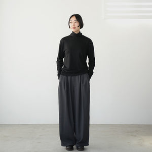 WOOL MIX THREE TUCK WIDE PANTS