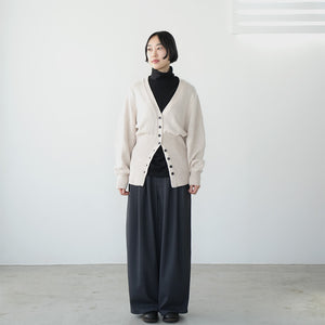WOOL MIX THREE TUCK WIDE PANTS