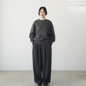 WOOL MIX THREE TUCK WIDE PANTS