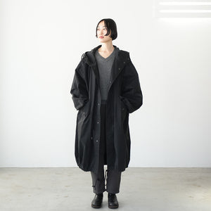 COTTON NYLON HOOD COAT