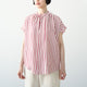 FRILL SLEEVE LINEN MIX STRIPE AMICAL SHT