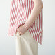 FRILL SLEEVE LINEN MIX STRIPE AMICAL SHT