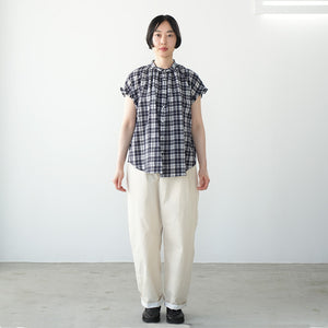 FRILL SLEEVE SHEER CHECK  AMICAL SHT