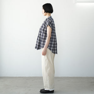 FRILL SLEEVE SHEER CHECK  AMICAL SHT