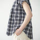 FRILL SLEEVE SHEER CHECK  AMICAL SHT