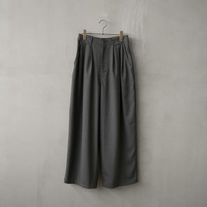 WOOL MIX THREE TUCK WIDE PANTS