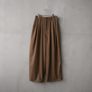 WOOL MIX THREE TUCK WIDE PANTS