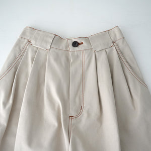 VINTAGE SERGE THREE TUCK WIDE PANTS