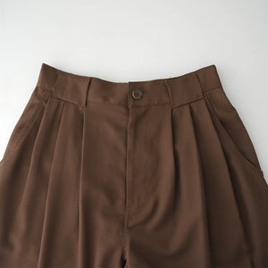 WOOL MIX THREE TUCK WIDE PANTS