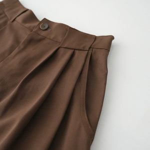 WOOL MIX THREE TUCK WIDE PANTS