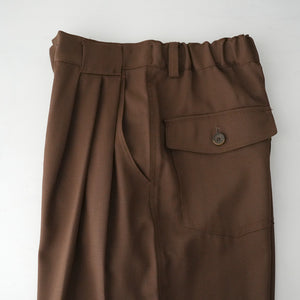 WOOL MIX THREE TUCK WIDE PANTS