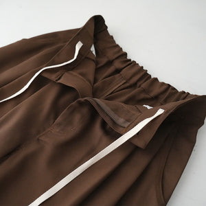 WOOL MIX THREE TUCK WIDE PANTS