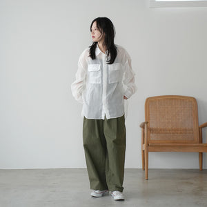 LIP CLOTH THREE TUCK WIDE PANTS