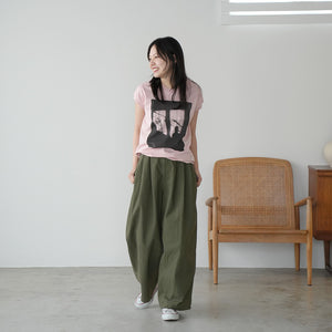LIP CLOTH THREE TUCK WIDE PANTS