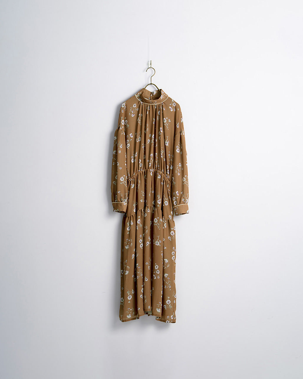 ORIGINAL FLOWER PIPING GATHER ONEPIECE|花柄 ハイネック ギャザー