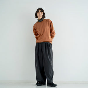WOOL MIX THREE TUCK WIDE PANTS