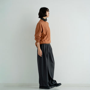 WOOL MIX THREE TUCK WIDE PANTS