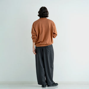 WOOL MIX THREE TUCK WIDE PANTS
