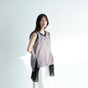 BACK GATHER BORDER TANK TOP